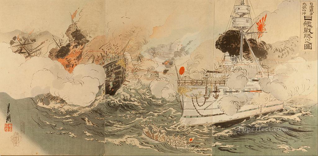 sino japanese war the japanese navy victorious off takushan 1895 Ogata Gekko Ukiyo e Oil Paintings